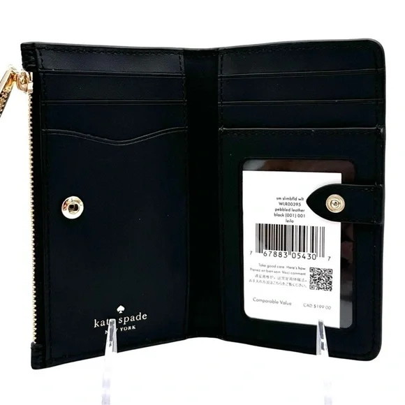 Kate Spade Leila Small Slim Bifold Wallet Black (NWT)